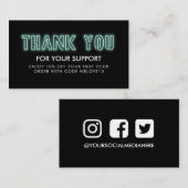 Carte De Visite Merci Mint Neon Instagram Remise (Devant / Derrière)