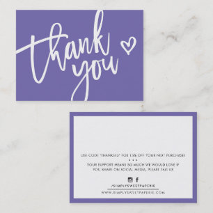 Carte De Visite MERCI moderne business insert tag violet