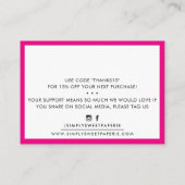 Carte De Visite MERCI moderne entreprise insert serif rose chaud (Dos)