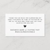 Carte De Visite Merci Moderne Pour Shopping Petite Marque (Dos)