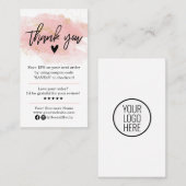 Carte De Visite Merci moderne pour votre commande Pink and Black B (Devant / Derrière)