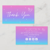 Carte De Visite Merci moderne rose violet bleu Ombre dégradé (Devant / Derrière)