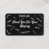 Carte De Visite Merci noir et blanc Insertion/Carte de visite (Devant)