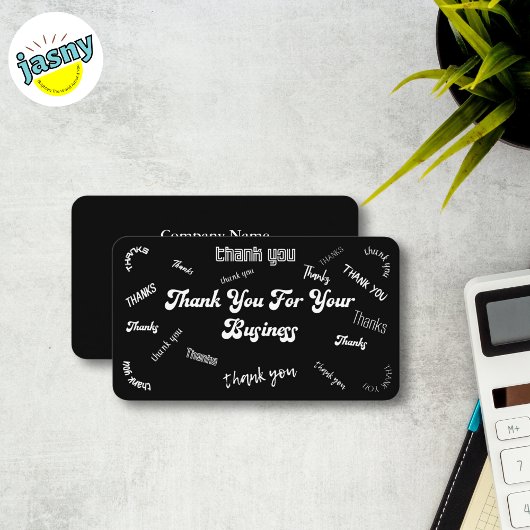 Carte De Visite Merci noir et blanc Insertion/Carte de visite