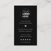 Carte De Visite Merci noir moderne pour le shopping petit (Dos)