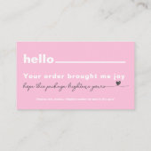 Carte De Visite Merci Notes d'appréciation du client Coeur rose (Dos)