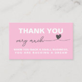 Carte De Visite Merci Notes d'appréciation du client Coeur rose (Devant)