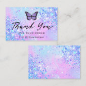 Carte De Visite merci papillon lavande (Devant / Derrière)