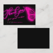 Carte De Visite merci papillon rose néon (Devant / Derrière)