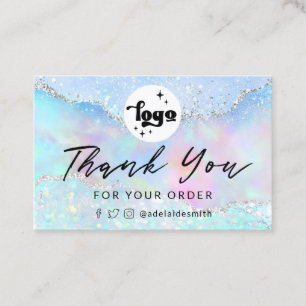 Carte De Visite merci pastel faux paillettes