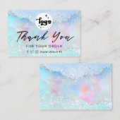 Carte De Visite merci pastel faux parties scintillant (Devant / Derrière)