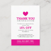 Carte De Visite Merci photo beauté promo blanc rose affaires (Devant)