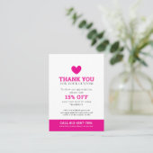 Carte De Visite Merci photo beauté promo blanc rose affaires (Debout devant)