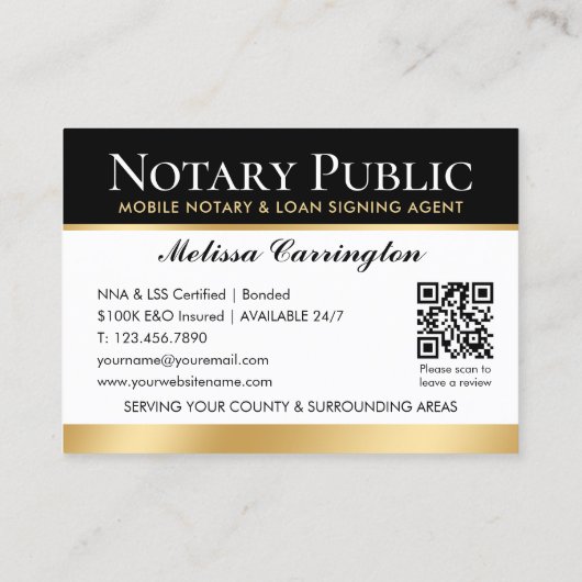 Carte De Visite Merci Photo publique QR Code Black Gold (Dos)