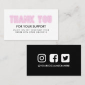 Carte De Visite Merci Pink Neon Instagram Remise (Devant / Derrière)