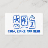 Carte De Visite Merci pour commander l'icône sociale QR Code Beach (Devant)