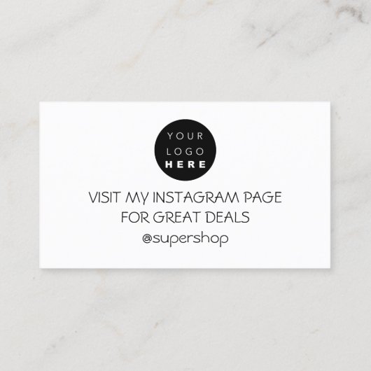 Carte De Visite Merci POUR L'ACHAT Code de remise Minimal (Dos)