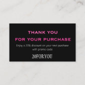 Carte De Visite Merci POUR L'ACHAT Code de remise Minimal (Devant)