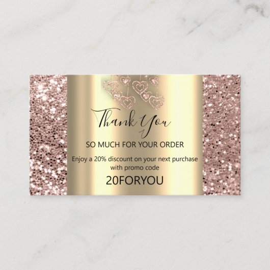 Carte De Visite Merci POUR L'ACHAT Instagram Code de réduction (Devant)