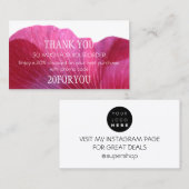 Carte De Visite Merci POUR L'ACHAT Instagram Code de remise (Devant / Derrière)