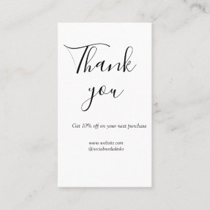 Carte De Visite Merci pour le code de réduction de commande site s