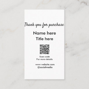 Carte De Visite Merci pour le nom d'achat ici scan QR