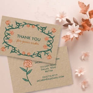 Carte De Visite MERCI pour ORDER Chic Elegant Cadre Rose Floral