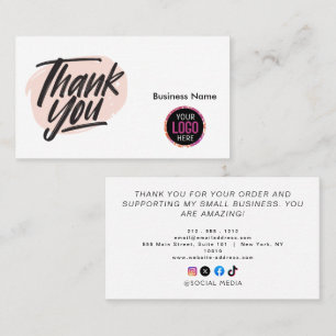Carte De Visite Merci pour votre achat