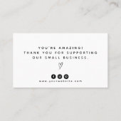 Carte De Visite Merci pour votre achat / commande (Dos)