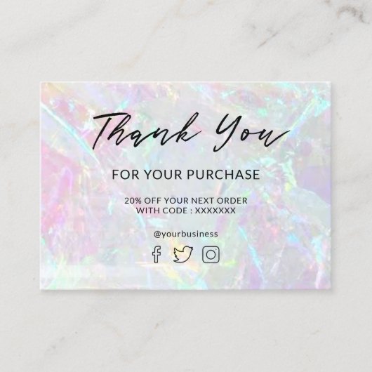 Carte De Visite merci pour votre achat de pierre minérale (Devant)