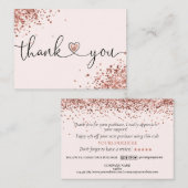 Carte De Visite merci pour votre achat de script moderne coeur (Devant / Derrière)