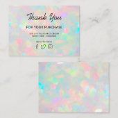 Carte De Visite merci pour votre achat opal photo (Devant / Derrière)