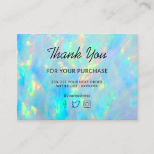 Carte De Visite merci pour votre achat opale