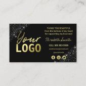 Carte De Visite Merci Pour Votre Achat Parties scintillant Noire E (Dos)