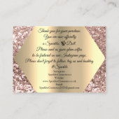 Carte De Visite Merci Pour Votre Achat Rose Logo Or (Dos)