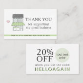 Carte De Visite Merci pour votre code de coupon d'affaires Boutiqu (Devant / Derrière)
