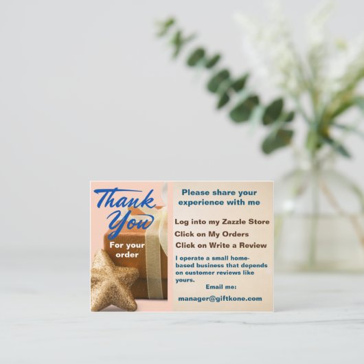 Carte De Visite Merci pour votre commande (Debout devant)