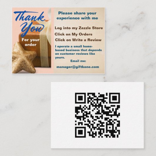 Carte De Visite Merci pour votre commande (Devant / Derrière)