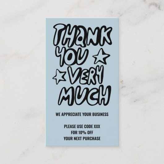 Carte De Visite Merci pour votre commande CODE RABAIS Code QR (Devant)