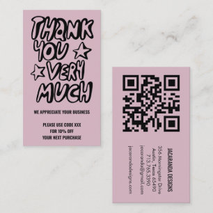 Carte De Visite Merci pour votre commande CODE RABAIS Code QR