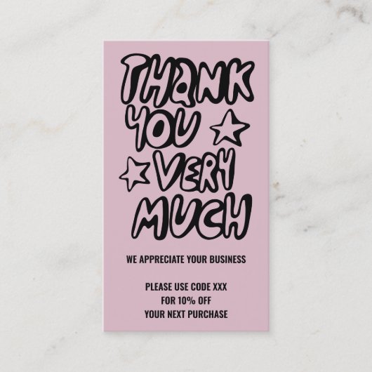 Carte De Visite Merci pour votre commande CODE RABAIS Code QR (Devant)