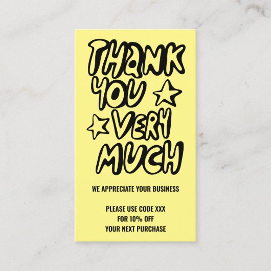 Carte De Visite Merci pour votre commande CODE RABAIS Code QR (Devant)