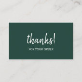 Carte De Visite Merci pour votre commande | Emerald Green (Dos)