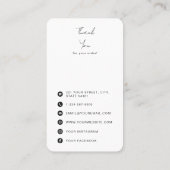 Carte De Visite Merci pour votre commande et les icônes de médias  (Dos)