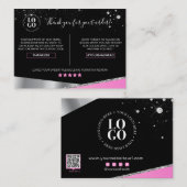 Carte De Visite Merci Pour Votre Commande Glam Pink Diamond (Devant / Derrière)