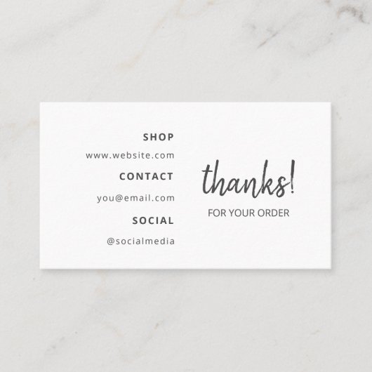 Carte De Visite Merci pour votre commande | gris foncé (Devant)