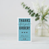 Carte De Visite MERCI POUR VOTRE COMMANDE insérer bleu turquoise (Debout devant)