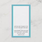 Carte De Visite MERCI POUR VOTRE COMMANDE insérer bleu turquoise (Dos)
