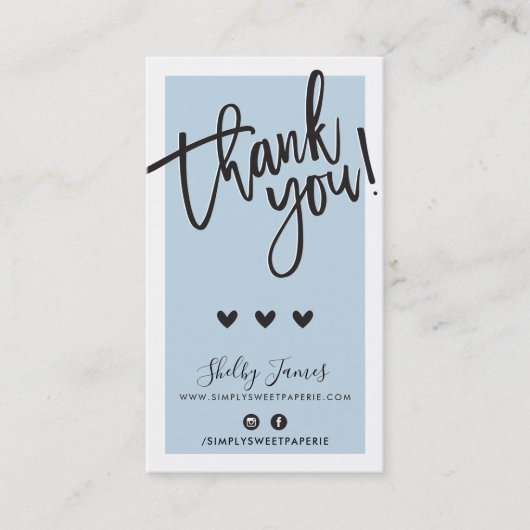 Carte De Visite MERCI POUR VOTRE COMMANDE insérer classe bébé bleu (Devant)