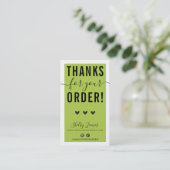 Carte De Visite MERCI POUR VOTRE COMMANDE insérer gras vert citron (Debout devant)